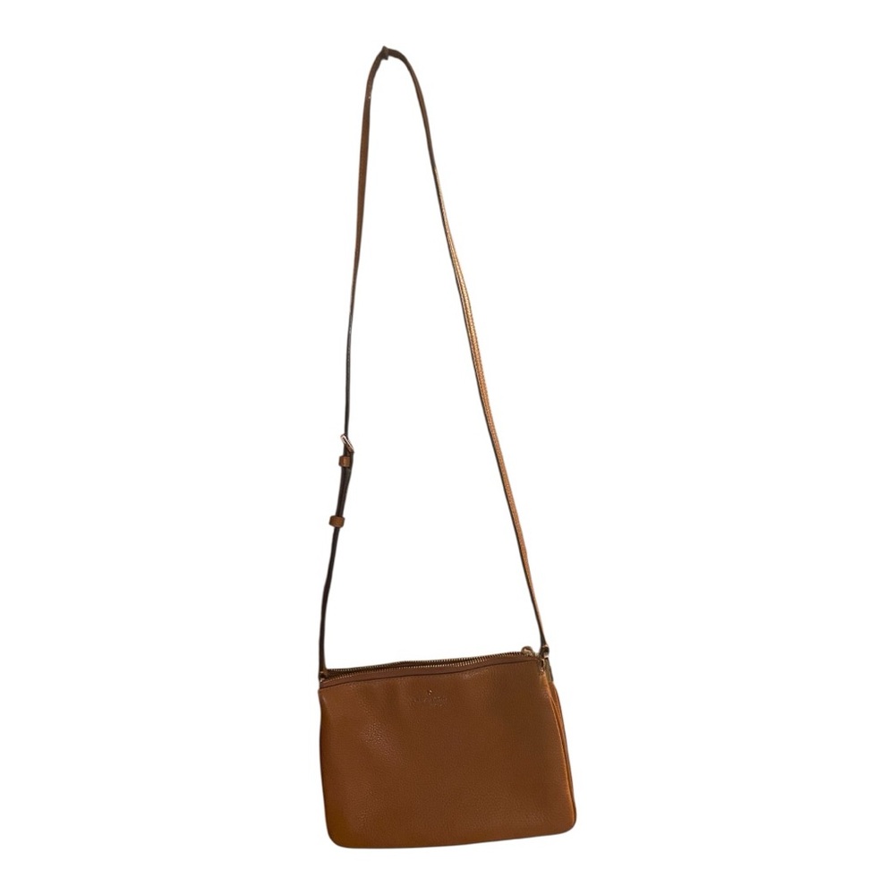 Kate Spade Leila Triple Gusset Crossbody Bag Warm Gingerbread Pebbled Leather - Picture 2 of 13